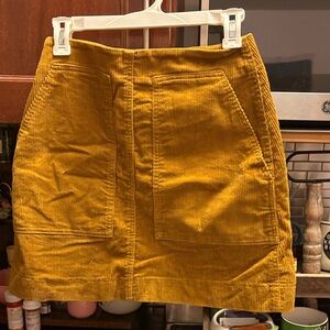 Golden yellow cord skirt